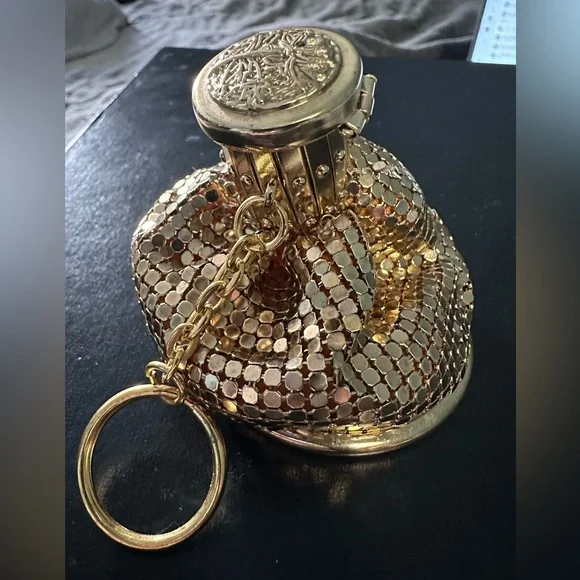 Rare Vintage Art Deco Whiting & Davis Gold Mesh Beggars Bag/Gate Top Coi… - Picture 2 of 14